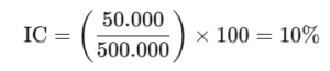 IC = (50.000/50o.ooo) x 100 = 10%