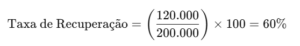 Taxa de Recuperação de Dívidas = (120.000/200.000) x 100 = 60%
