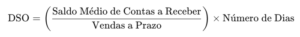 DSO = (Saldo Médio de Contas a receber/Vendas a Prazo) x Número de Dias